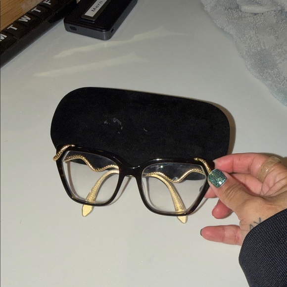 Roberto Cavalli Black and Gold Geometric Eyeglasses - Picture 8 of 9